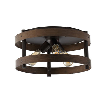 Cooper 16" Farmhouse Industrial Iron LED Flush Mount - JONATHAN Y